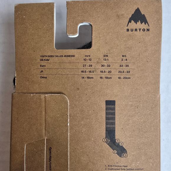 Burton Kids Sz M/L (2-4) Performance Midweight Merino Wool Socks Mini Stripe - Picture 4 of 4